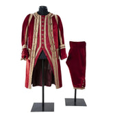 1730s Tudor King Prince Costume - Halloweez Noble Regent Suit | Men’s Red Velvet Uniform - Halloweez
